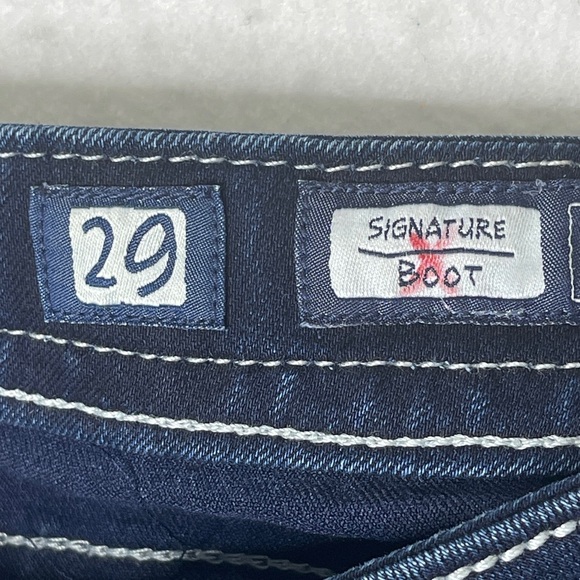 Miss Me Red Aztec Accent Jewel Bootcut Lowrise Jeans Size 29 Sequin Rhinestone - Picture 10 of 11